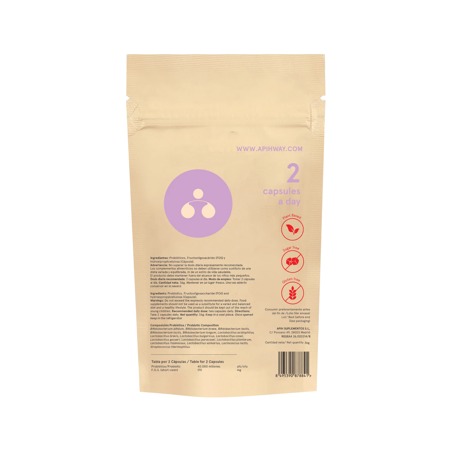 Apih Probiotic + Prebiotic Blend 60 Cápsulas