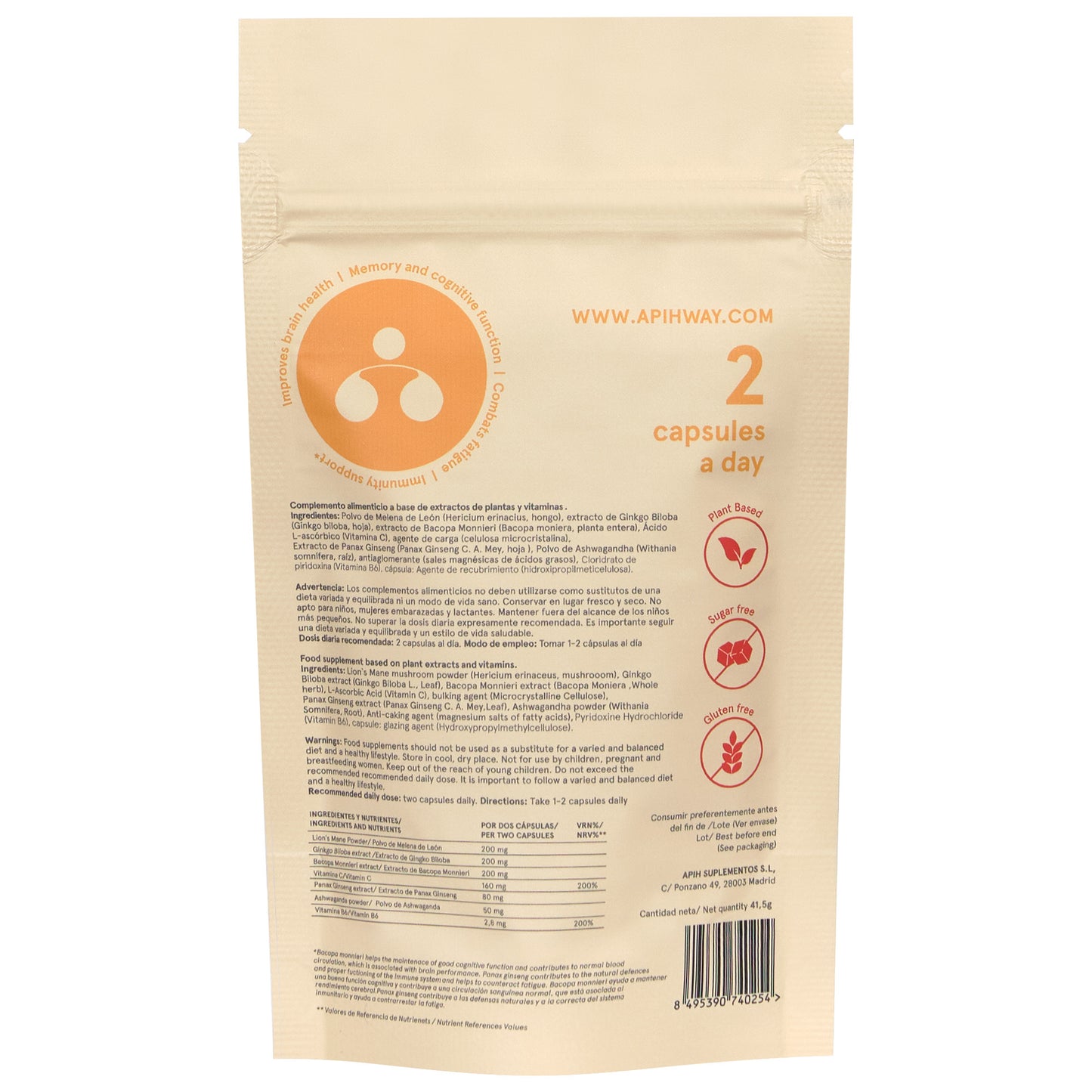 Apih Vitality Blend (Melena de León, Ginseng) 60 Cápsulas