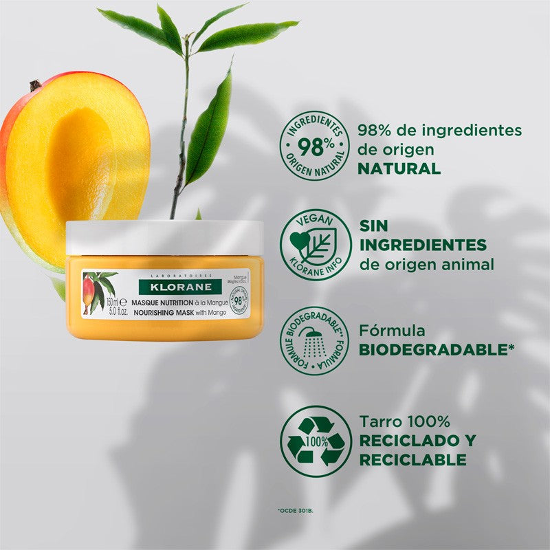 Klorane Mascarilla Nutricion Al Mango 1 Envase 150 Ml
