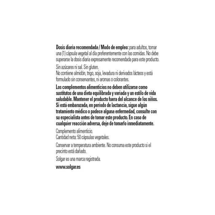 Solgar Vitamina D3 Colecalciferol 2200 UI 50 Cápsulas Vegetales