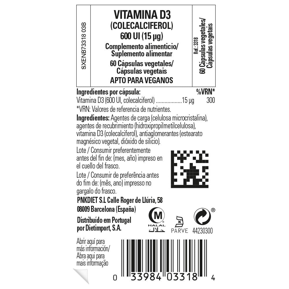 Solgar Vitamina D3 600 UI 60 Cápsulas Vegetales