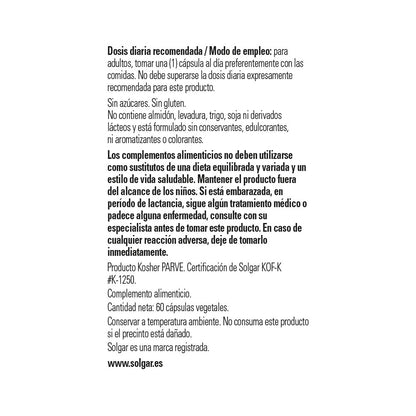 Solgar Vitamina D3 600 UI 60 Cápsulas Vegetales