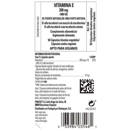 Solgar Vitamina E 268 Mg (400 UI) D-Alfa Tocoferol Y Mezcla De Tocoferoles 50 Cápsulas Blandas
