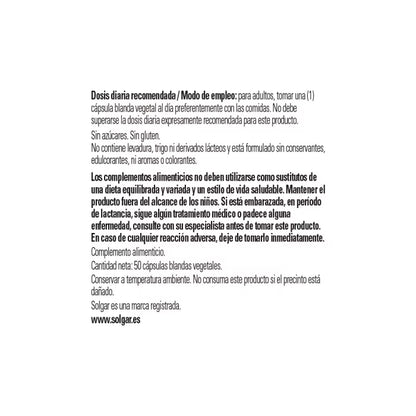 Solgar Vitamina E 268 Mg (400 UI) D-Alfa Tocoferol Y Mezcla De Tocoferoles 50 Cápsulas Blandas