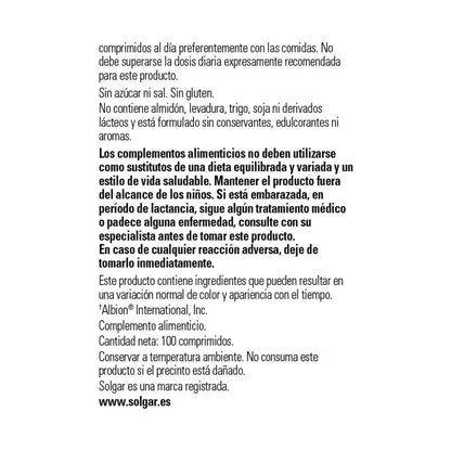 Solgar Magnesio Quelado 100 Comprimidos