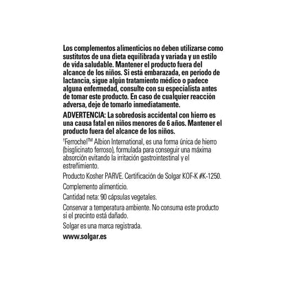 Solgar Hierro Gentle 90 Cápsulas Vegetales