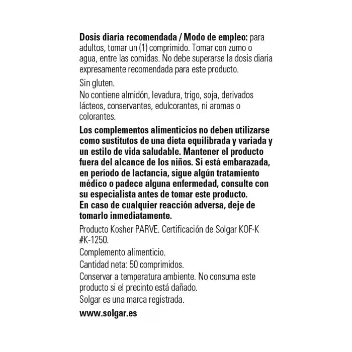 Solgar L-Lisina 1000 mg Forma Libre 50 Comprimidos