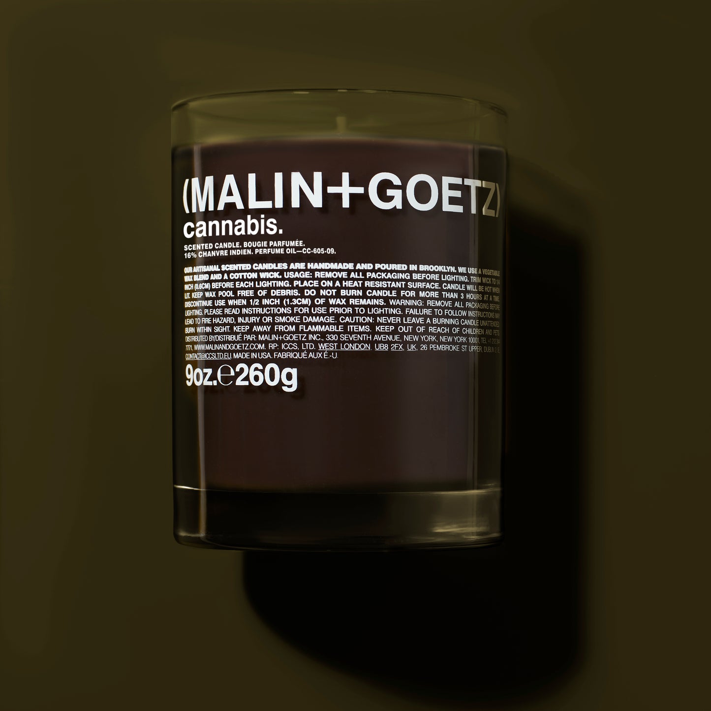 MALIN+GOETZ Vela Perfumada Cannabis 260 g