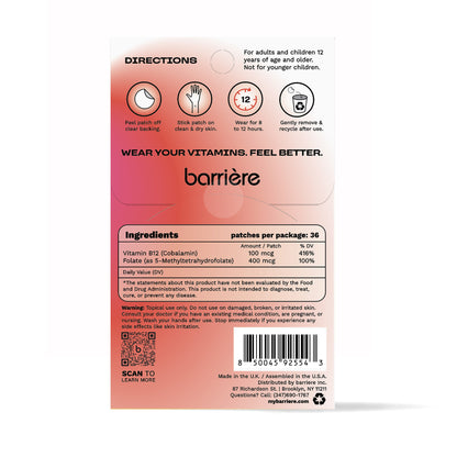 Barrière Energy Boost Vitamin B12 Patch 36 Pk - Icons