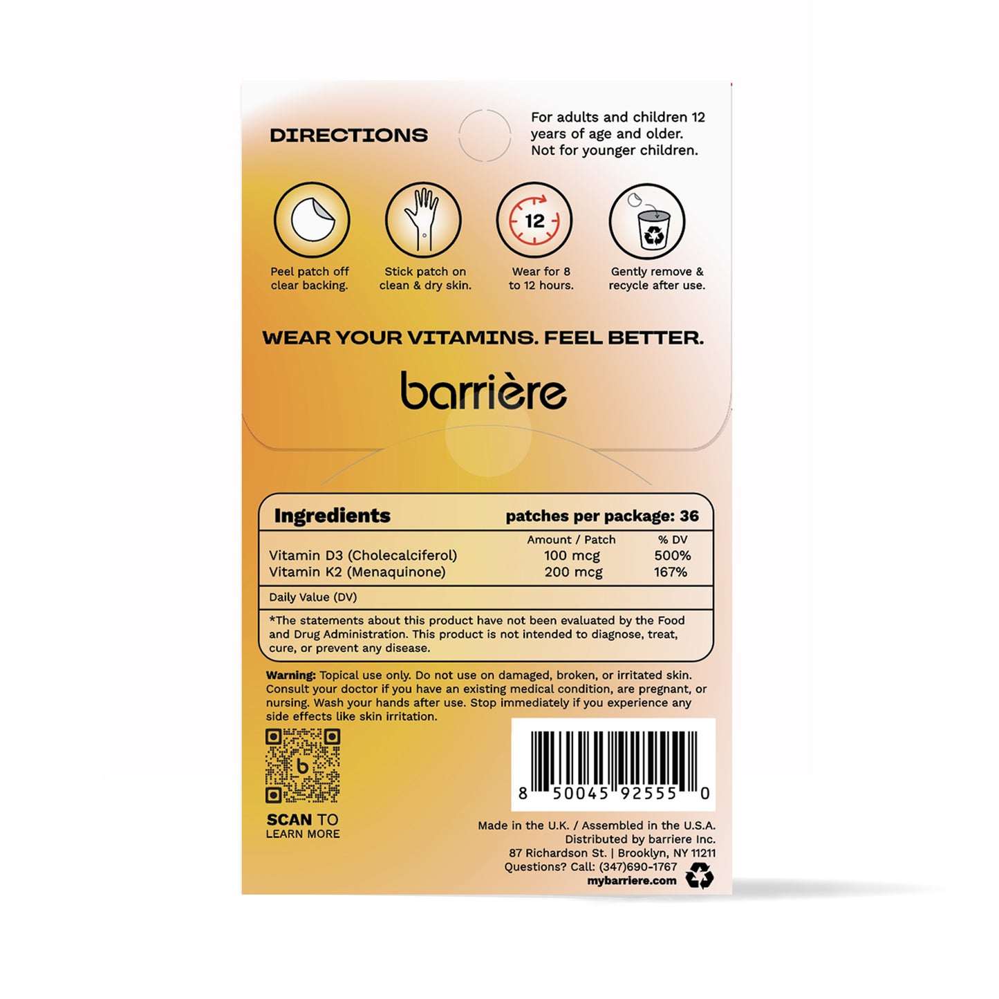 Barrière Hello Sunshine Vitamin D3 Patch 36 Pk - Evil Eye
