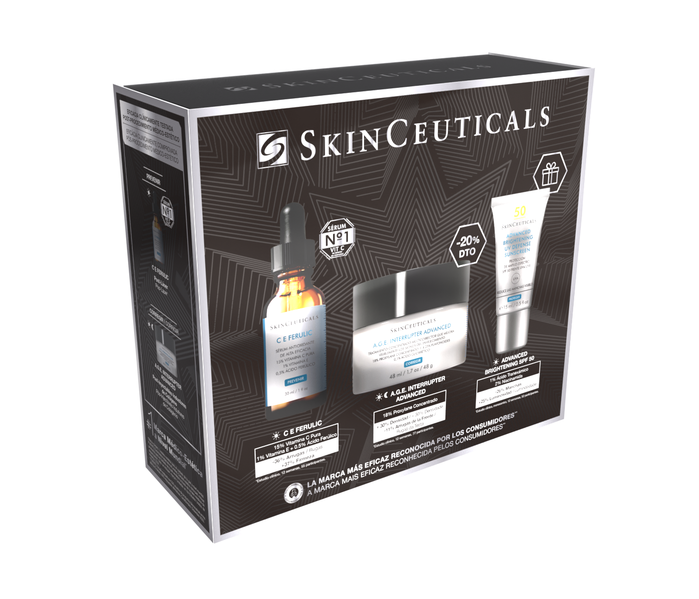 Cofre Navidad SkinCeuticals Global Antiedad [ C E Ferulic + A.G.E. Interrupter Adv + 15ML Adv Bright SPF 50 ]