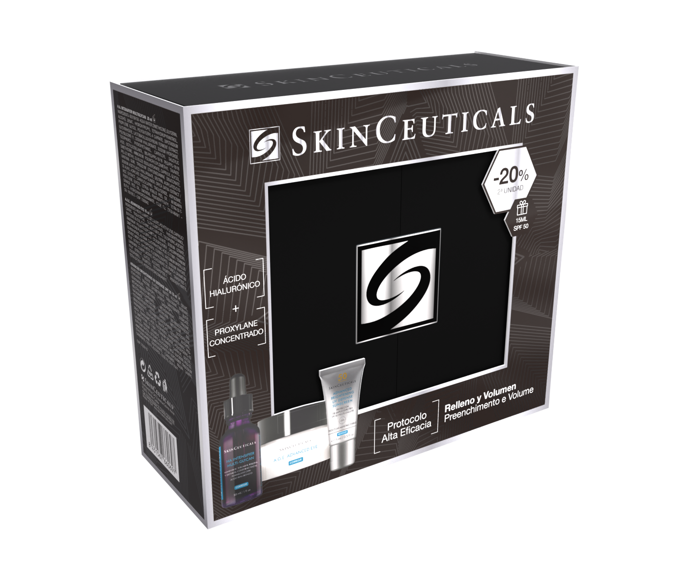 Cofre Navidad SkinCeuticals Volumen y Relleno  [ H.A. Multi-Glycan + A.G.E. Adv Eye + 15ML Adv Bright SPF 50 ]