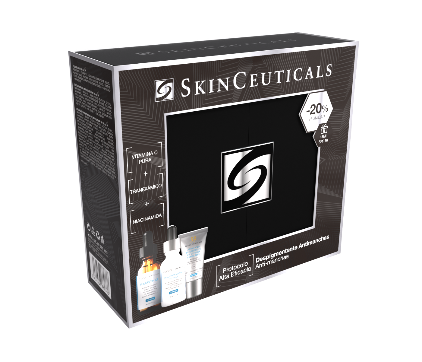 Cofre Navidad SkinCeuticals Despigmentante [ Phloretin C F + Discoloration Defense + 15ML Adv Bright SPF 50 ]