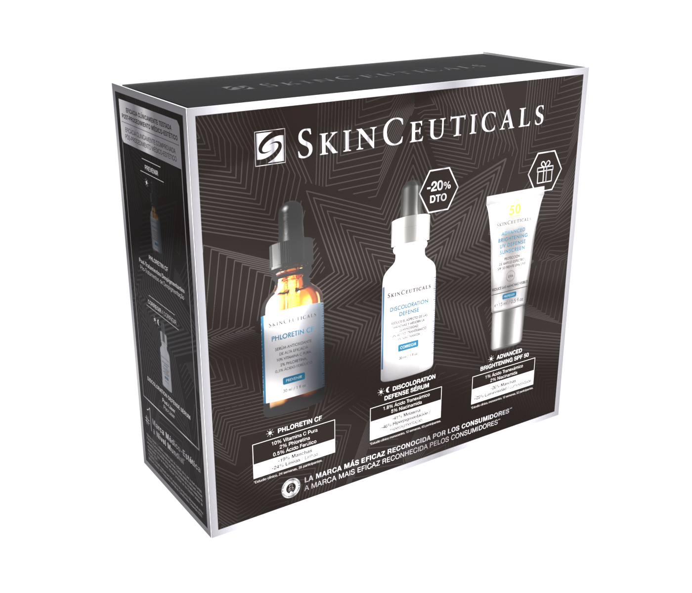 Cofre Navidad SkinCeuticals Despigmentante [ Phloretin C F + Discoloration Defense + 15ML Adv Bright SPF 50 ]