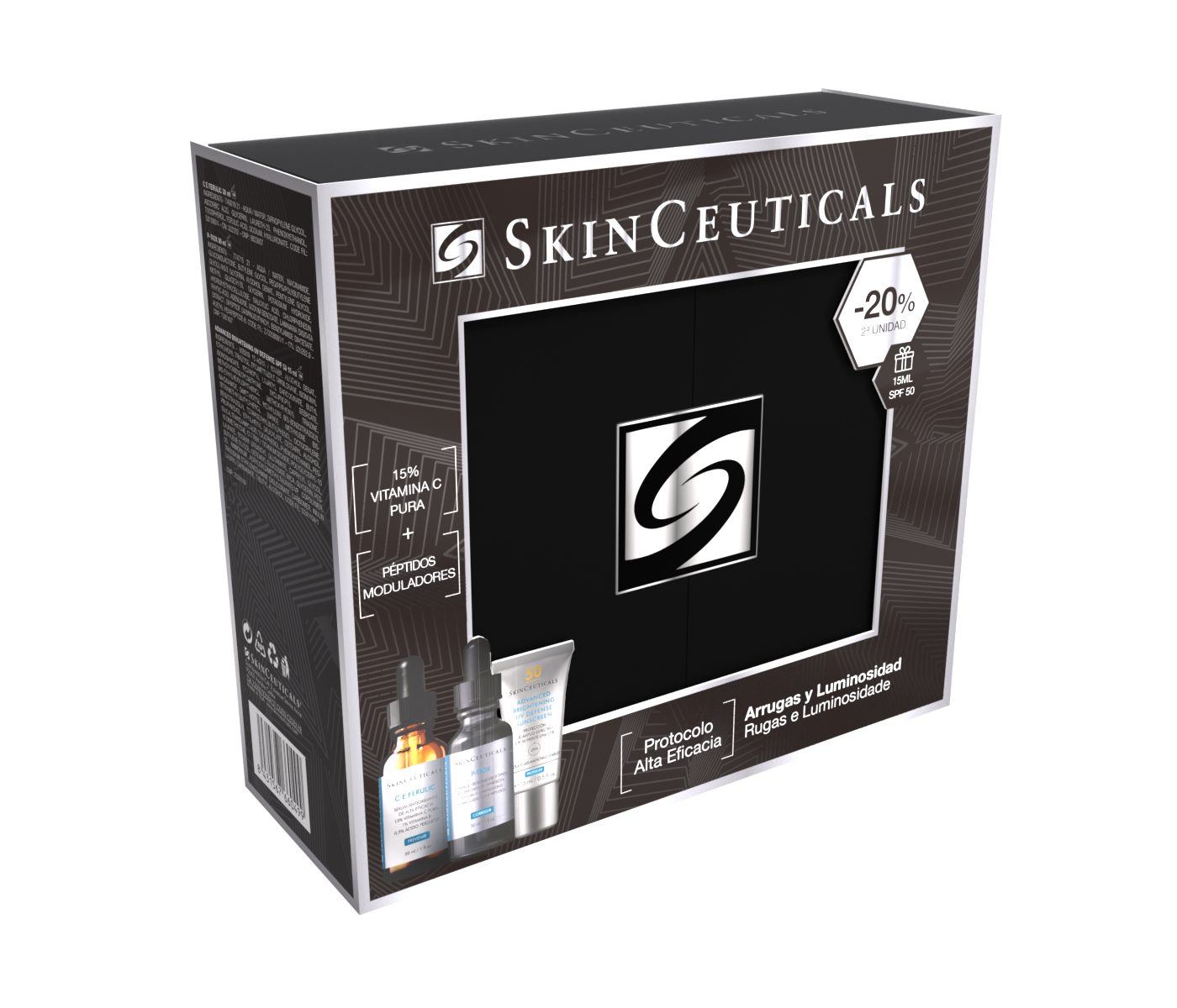 Cofre Navidad SkinCeuticals Arrugas y Luminosidad [ C E Ferulic + P-Tiox + 15ML Adv Bright SPF 50 ]