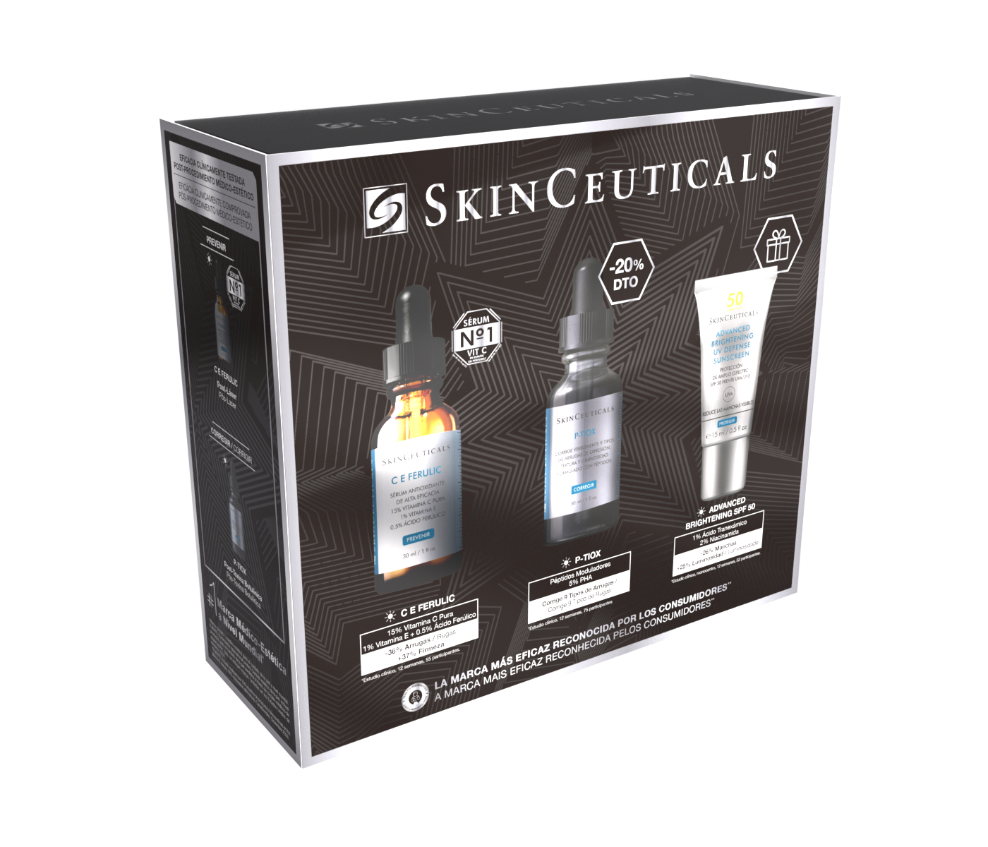 Cofre Navidad SkinCeuticals Arrugas y Luminosidad [ C E Ferulic + P-Tiox + 15ML Adv Bright SPF 50 ]