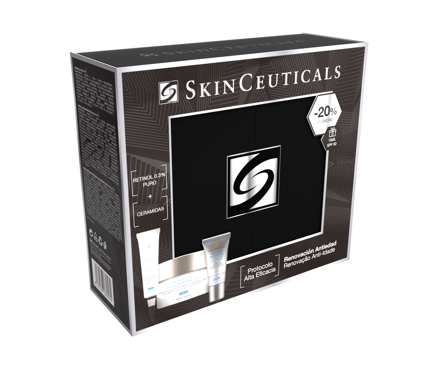 Cofre Navidad SkinCeuticals Renovación Antiedad [ Retinol 0.3 + Triple Lipid + 15ML Adv Bright SPF 50 ]