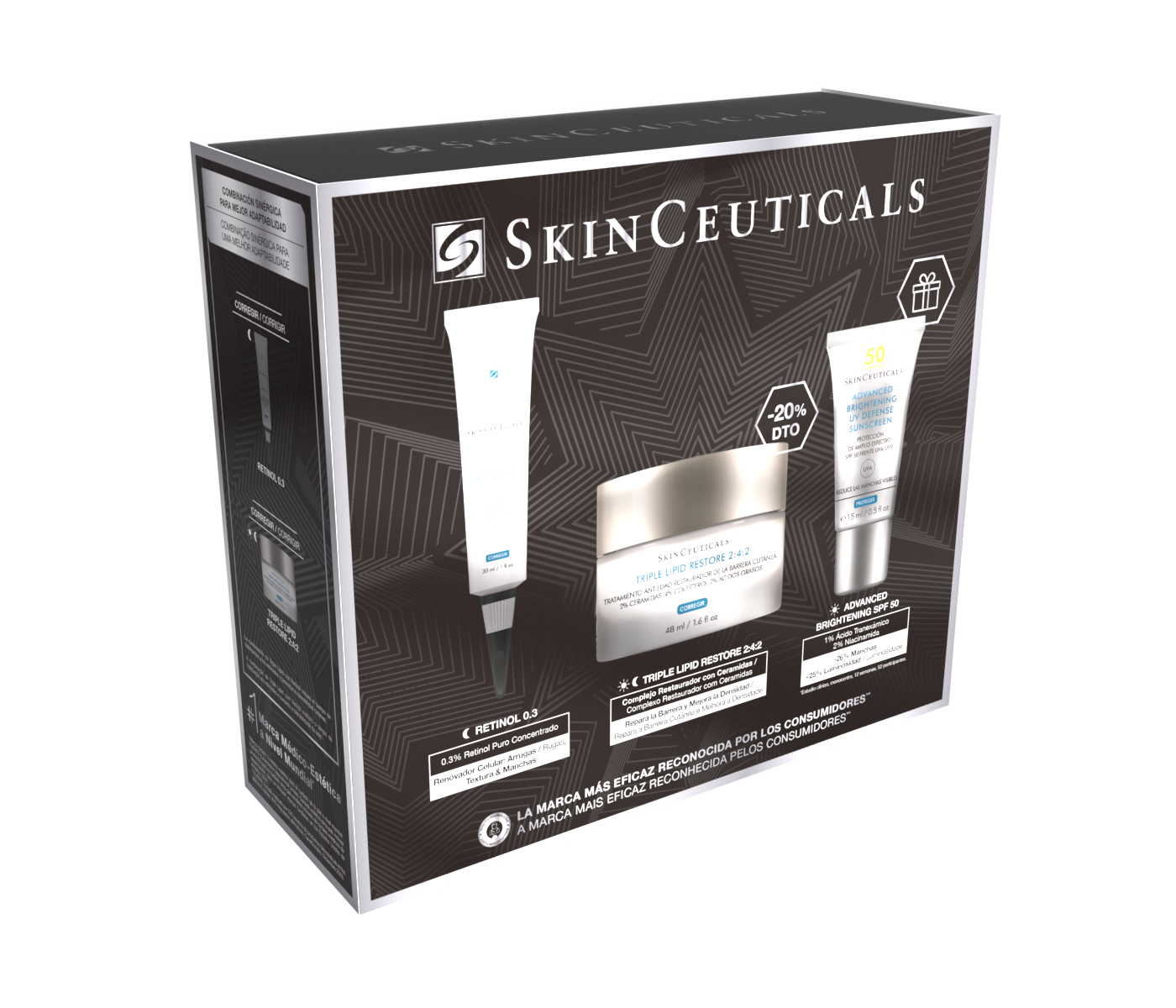 Cofre Navidad SkinCeuticals Renovación Antiedad [ Retinol 0.3 + Triple Lipid + 15ML Adv Bright SPF 50 ]