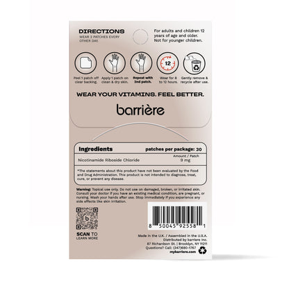 Barrière Youth Repair NAD+ Patch 30 Pk - Elements